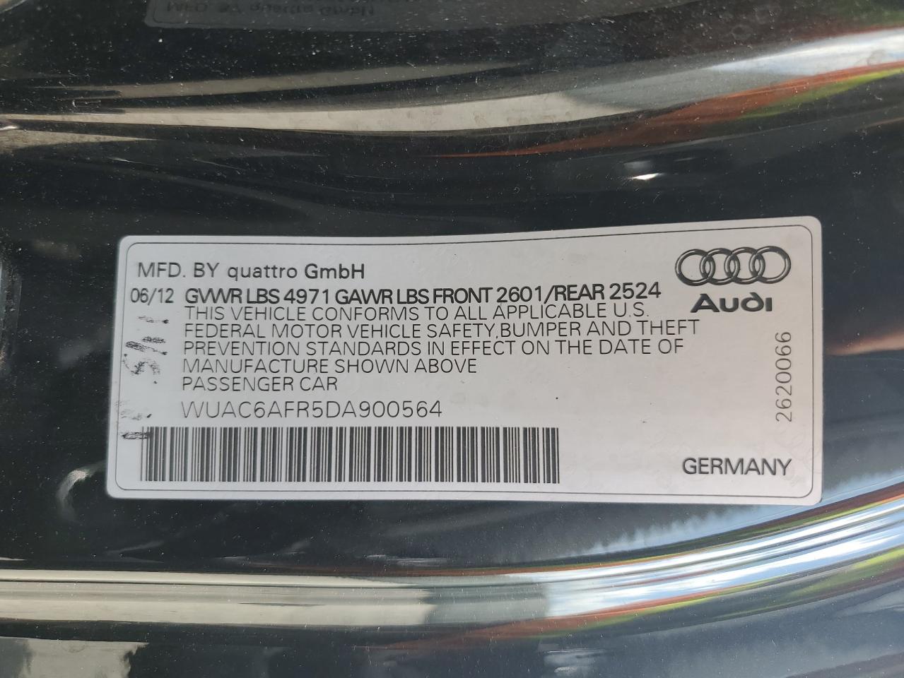 WUAC6AFR5DA900564 2013 Audi Rs5