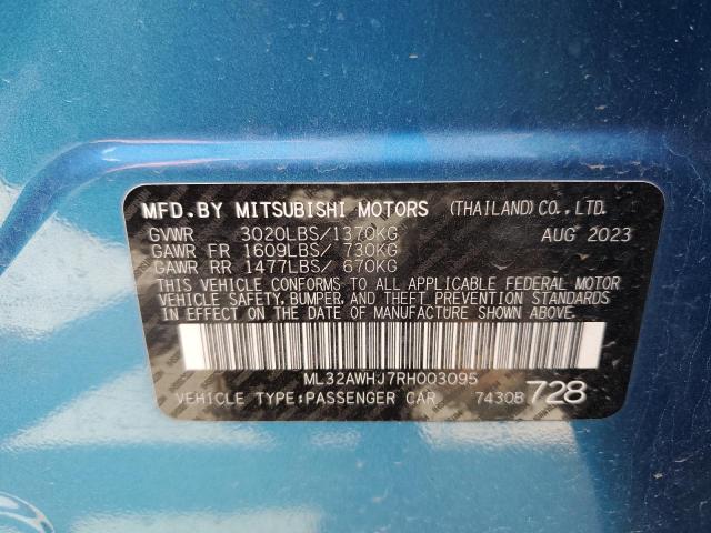 2024 Mitsubishi Mirage Se VIN: ML32AWHJ7RH003095 Lot: 54139534