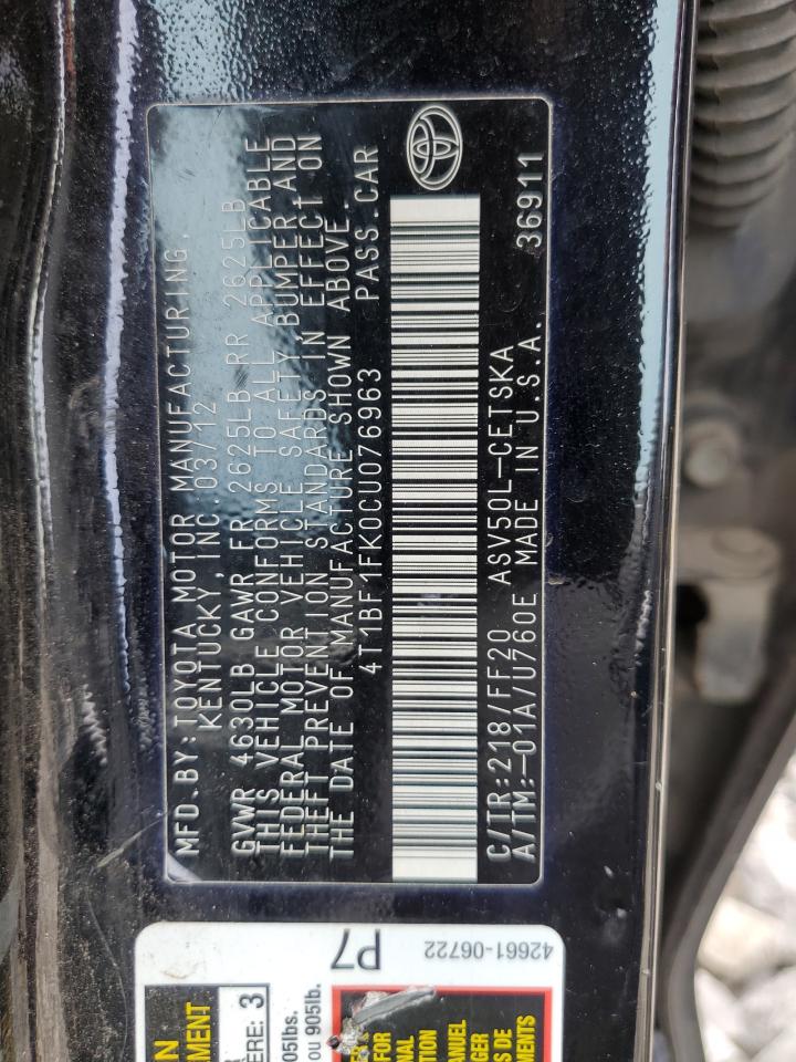 4T1BF1FK0CU076963 2012 Toyota Camry Base