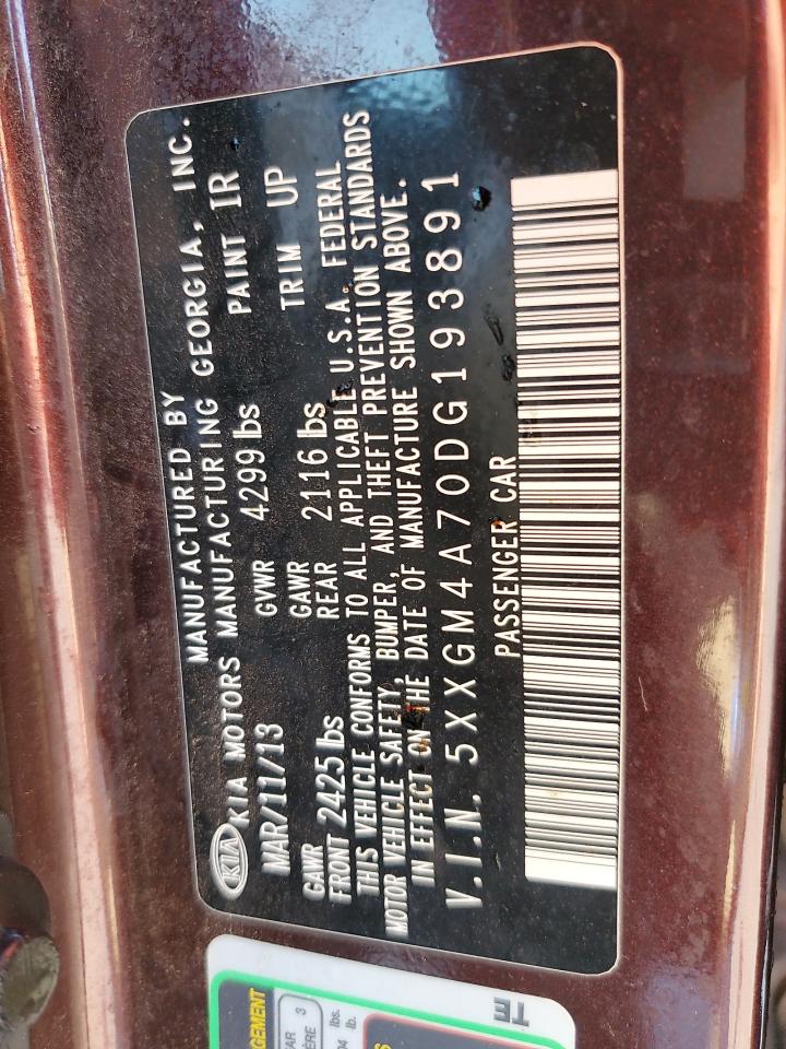 5XXGM4A70DG193891 2013 Kia Optima Lx