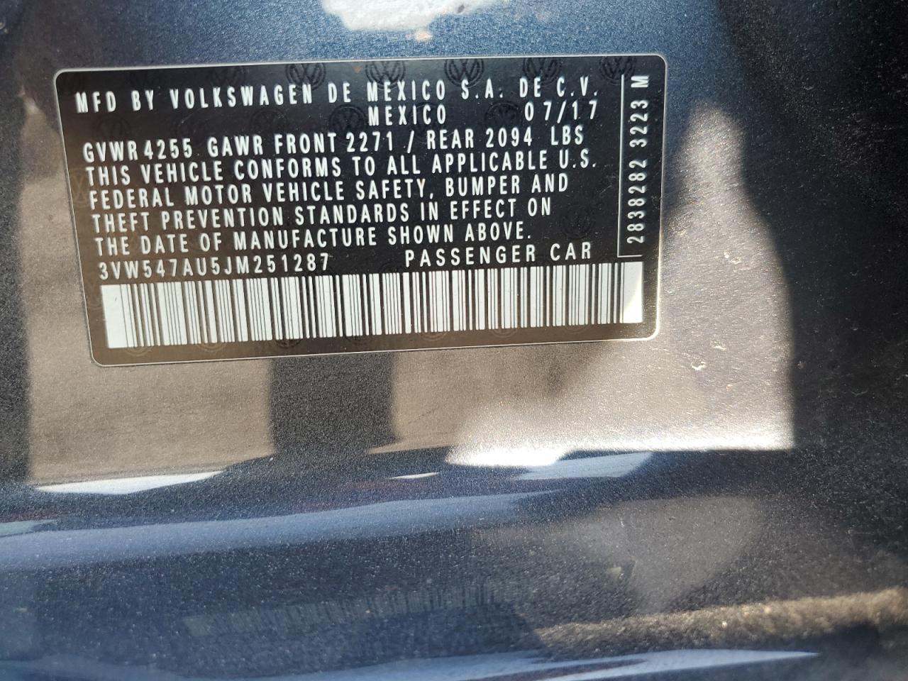 3VW547AU5JM251287 2018 Volkswagen Gti S