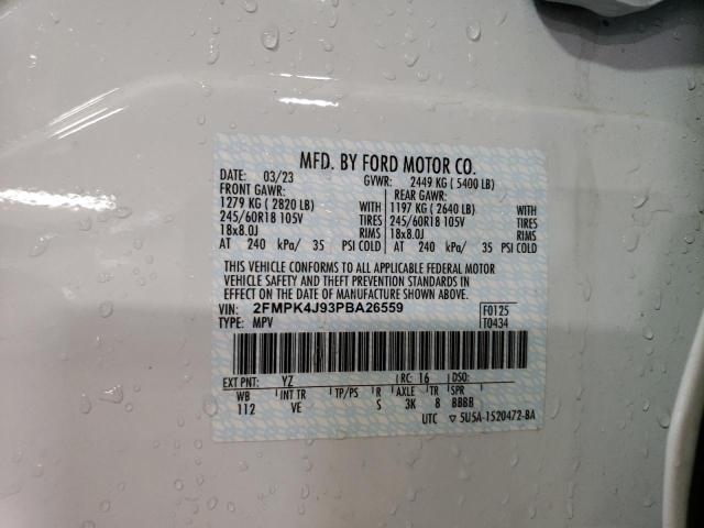 2023 Ford Edge Sel VIN: 2FMPK4J93PBA26559 Lot: 53445714