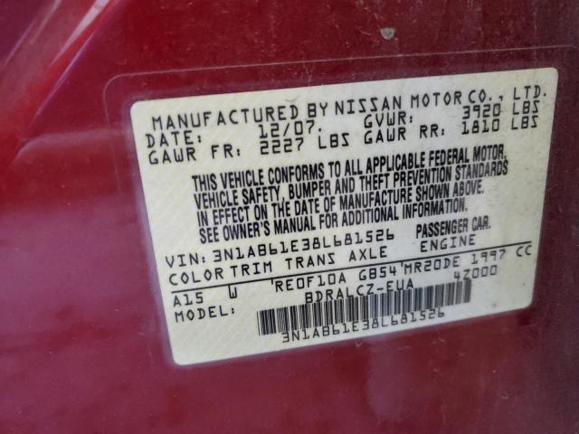 2008 Nissan Sentra 2.0 VIN: 3N1AB61E38L681526 Lot: 55186884