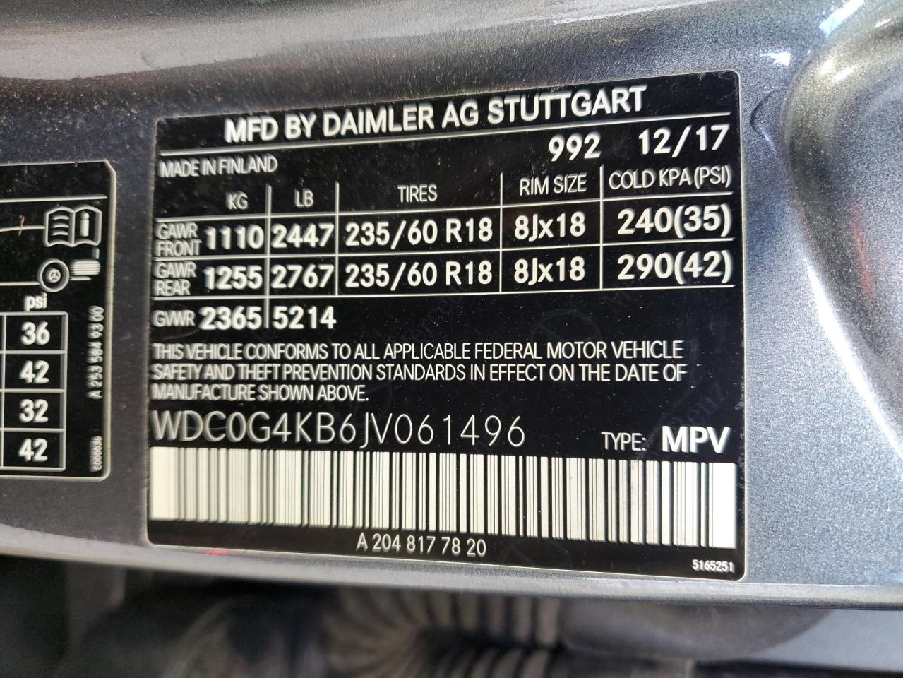 WDC0G4KB6JV061496 2018 Mercedes-Benz Glc 300 4Matic