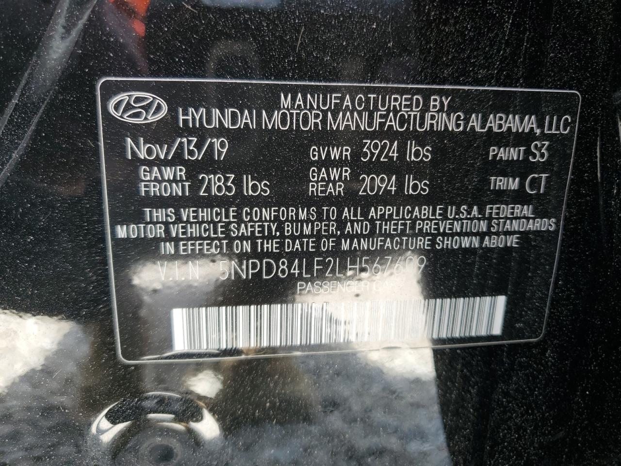 5NPD84LF2LH567609 2020 Hyundai Elantra Sel