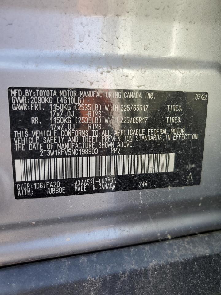 2T3W1RFV5NC198903 2022 Toyota Rav4 Xle