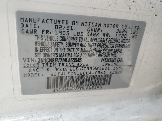 2021 Nissan Versa Sv VIN: 3N1CN8EV7ML865545 Lot: 53690524