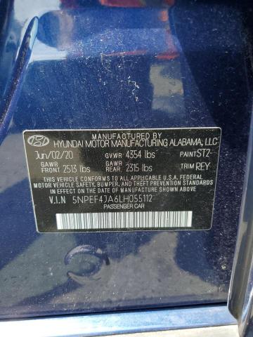 2020 Hyundai Sonata Sel VIN: 5NPEF4JA6LH055112 Lot: 53600764