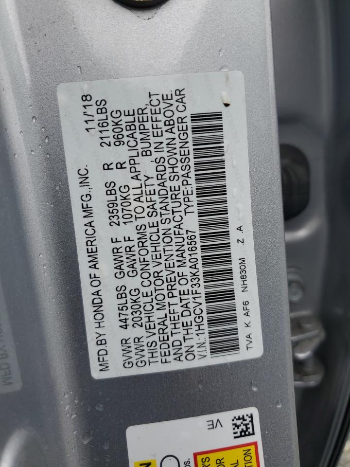 1HGCV1F33KA016567 2019 Honda Accord Sport