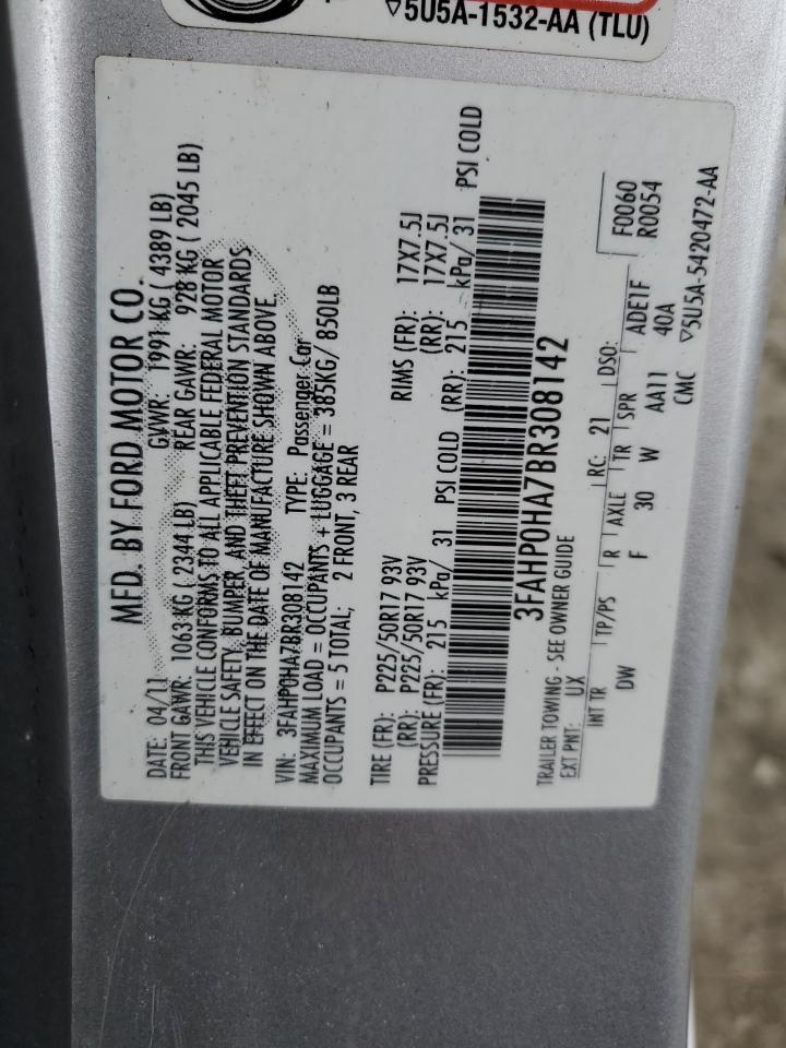 3FAHP0HA7BR308142 2011 Ford Fusion Se