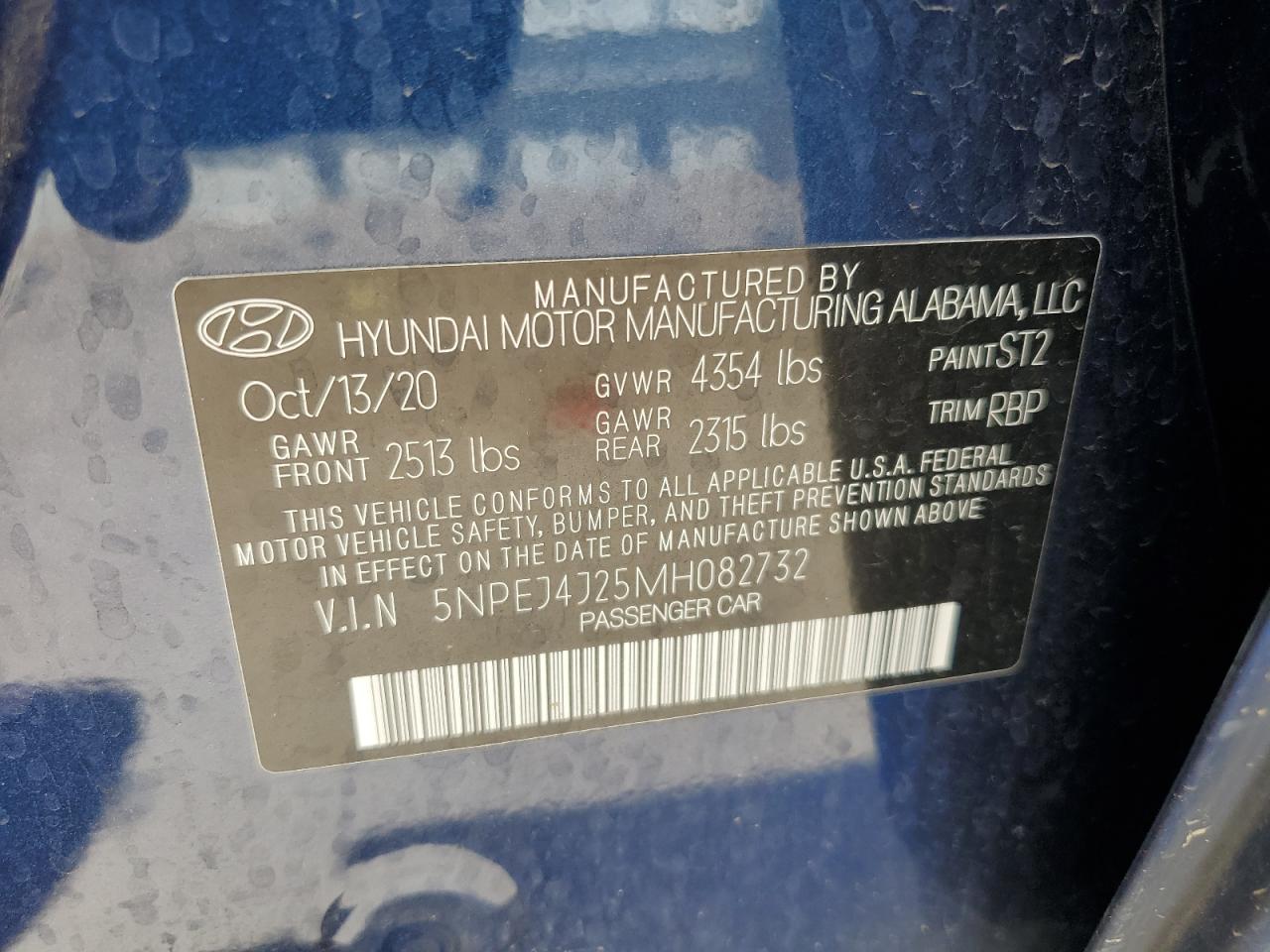 5NPEJ4J25MH082732 2021 Hyundai Sonata Sel Plus