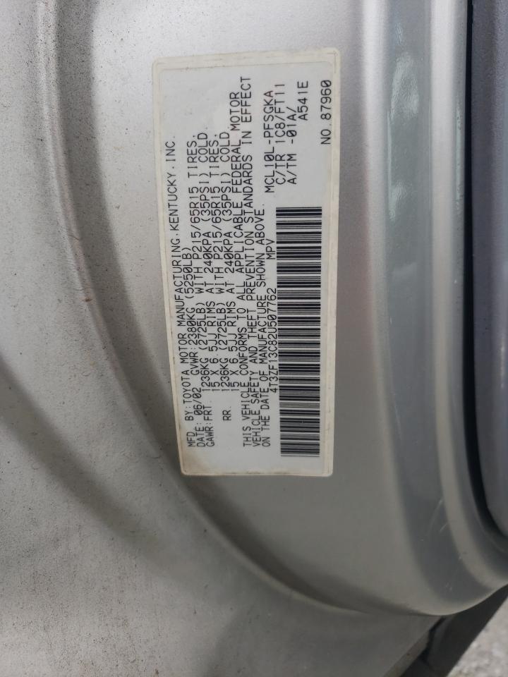 4T3ZF13C82U507762 2002 Toyota Sienna Le