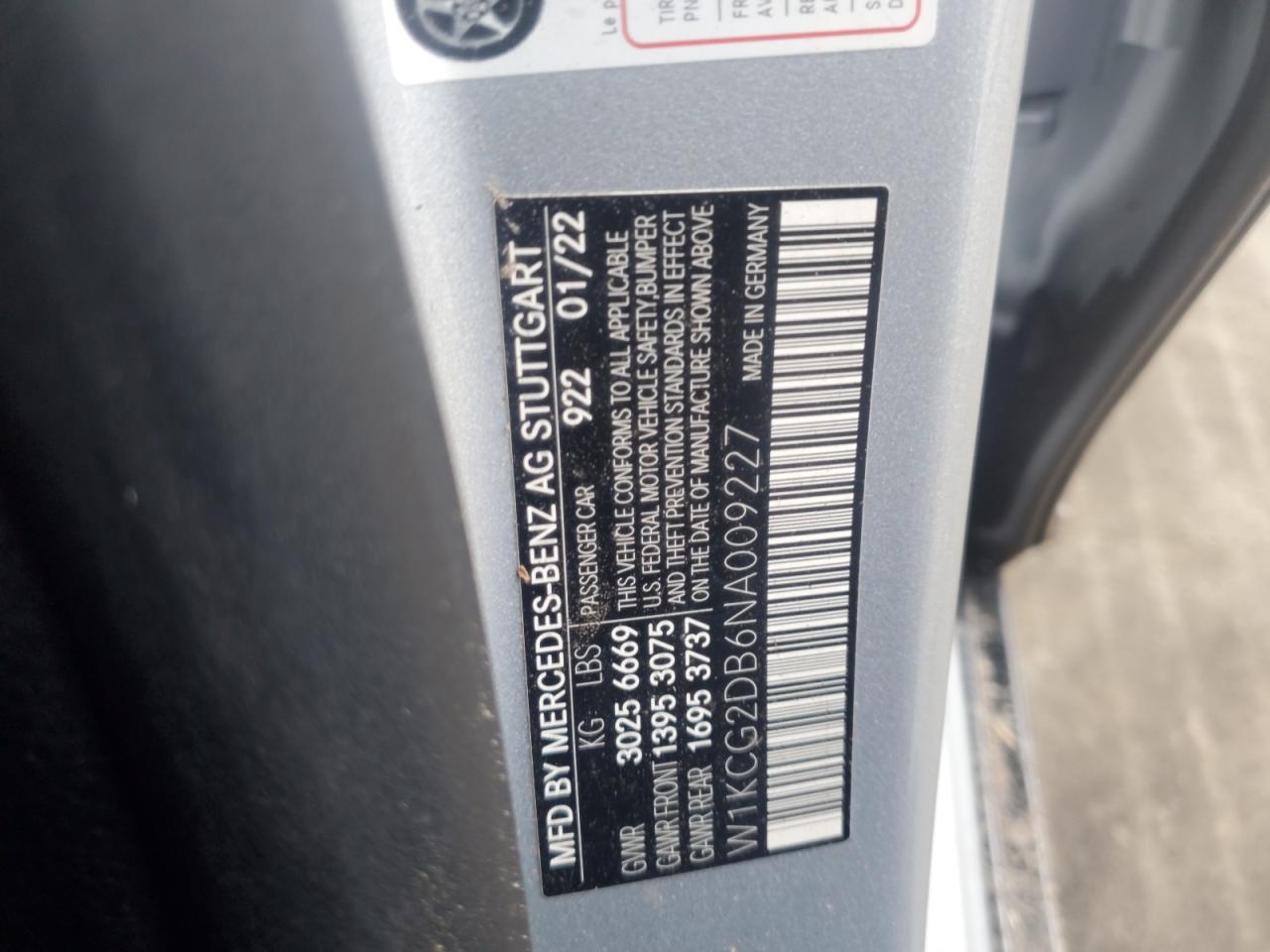 W1KCG2DB6NA009227 2022 Mercedes-Benz Eqs Sedan 450+