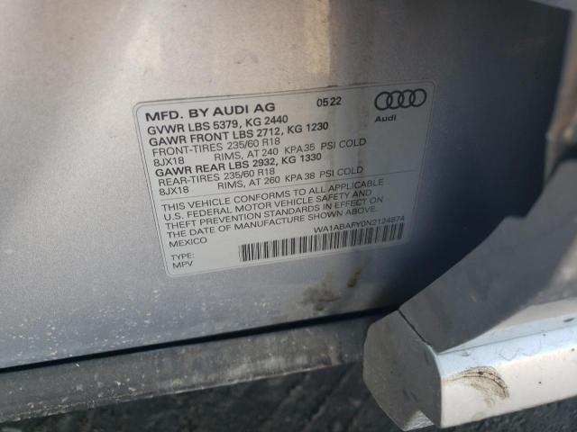 2022 Audi Q5 Premium 40 VIN: WA1ABAFY0N2124874 Lot: 54022424