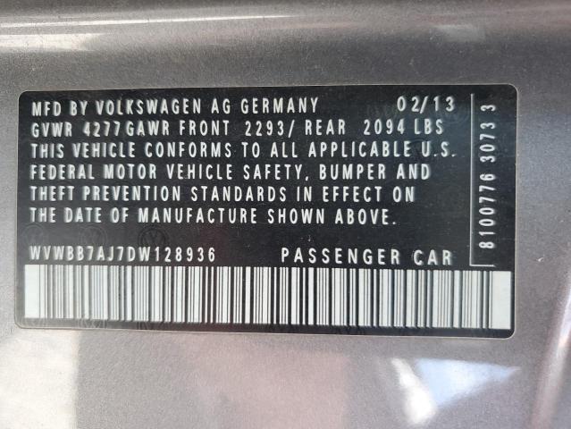 2013 Volkswagen Golf VIN: WVWBB7AJ7DW128936 Lot: 54726664