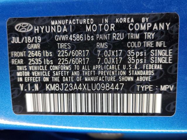 2020 Hyundai Tucson Se VIN: KM8J23A4XLU098447 Lot: 54772924