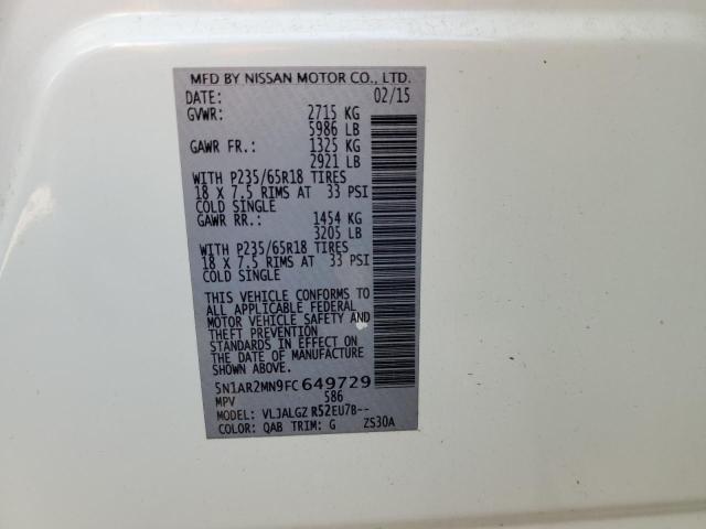 2015 Nissan Pathfinder S VIN: 5N1AR2MN9FC649729 Lot: 56054844