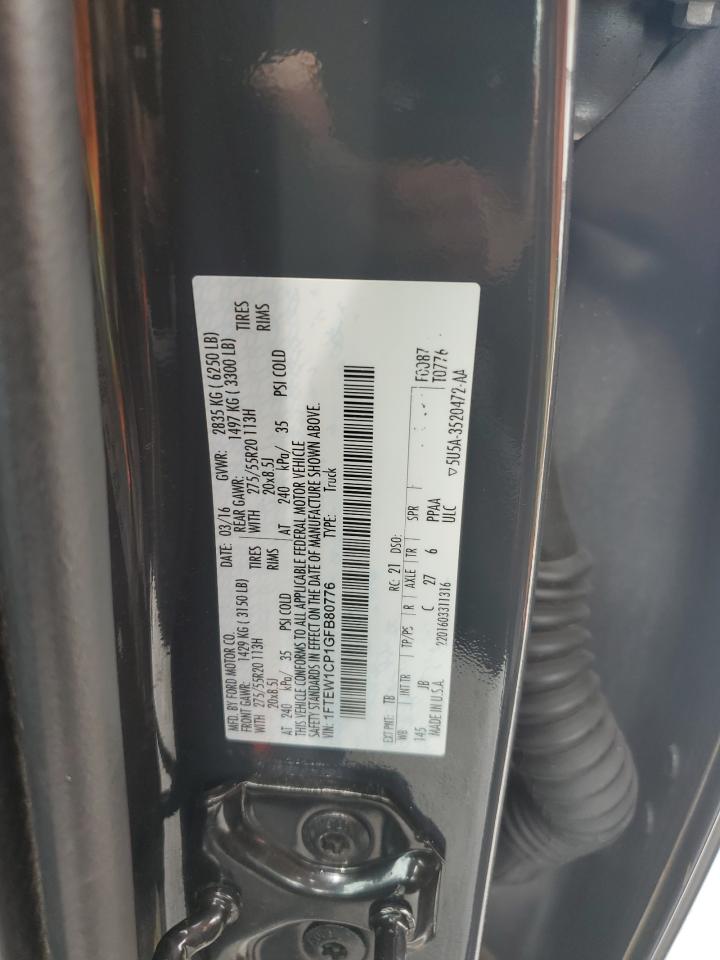 1FTEW1CP1GFB80776 2016 Ford F150 Supercrew 1FTEW1CP1GFB80776 2016 Ford F150 Supercrew