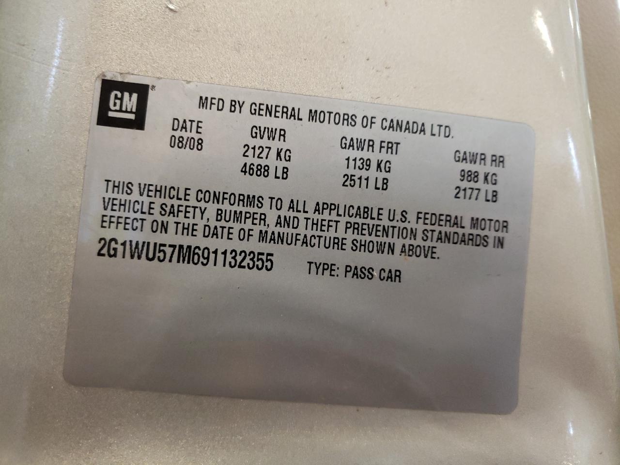 2G1WU57M691132355 2009 Chevrolet Impala Ltz