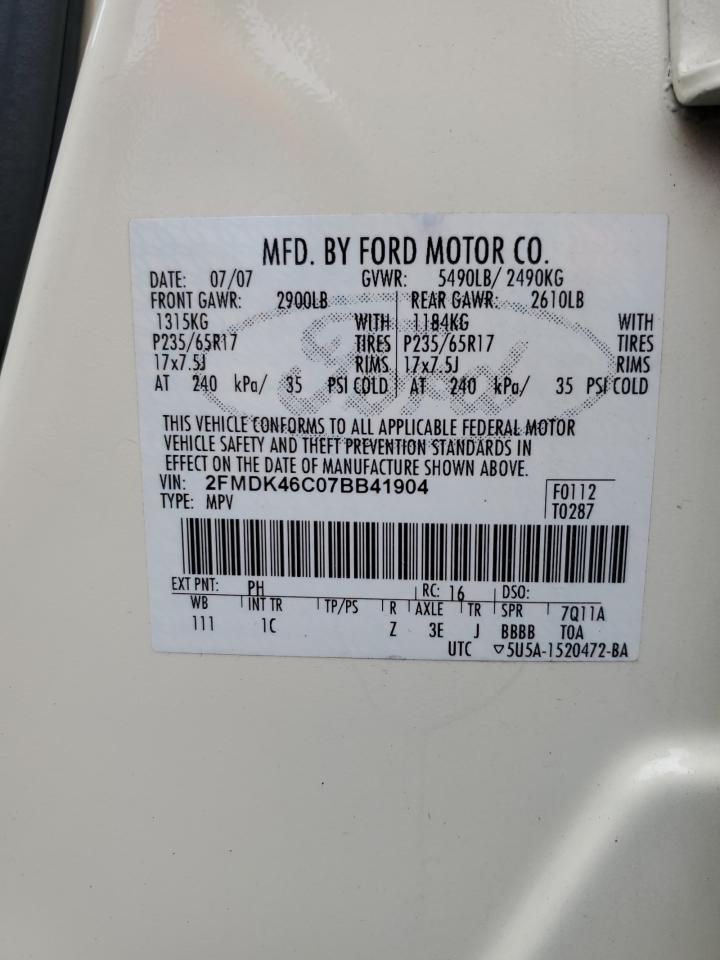 2FMDK46C07BB41904 2007 Ford Edge Se