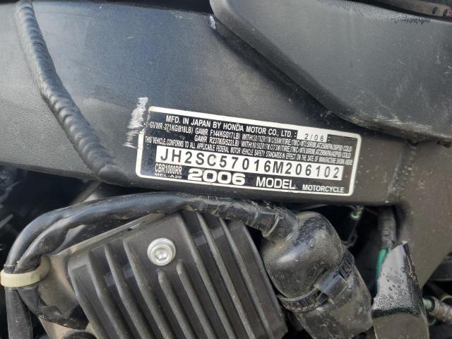 2006 HONDA CBR1000 RR JH2SC57016M206102