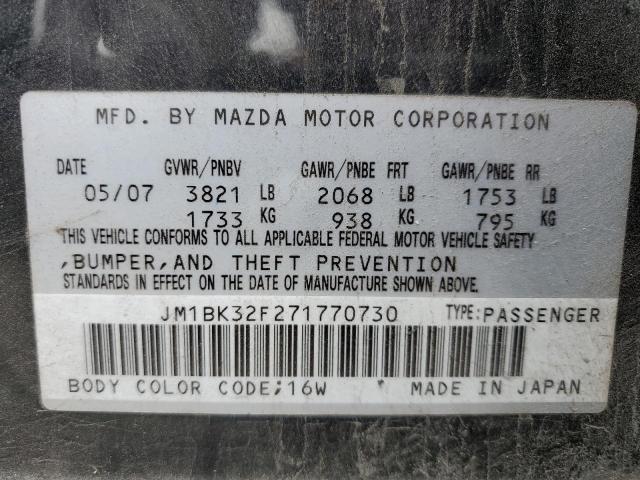 2007 Mazda 3 I VIN: JM1BK32F271770730 Lot: 55374014