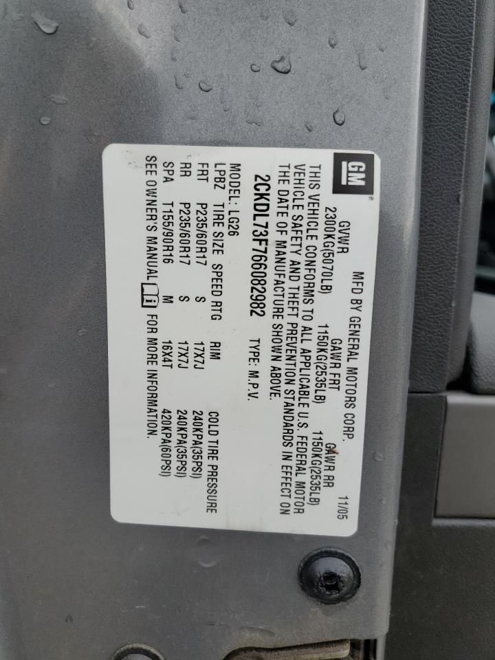 2CKDL73F766082982 2006 Pontiac Torrent