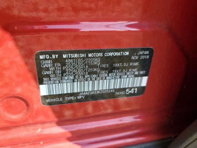 2019 Mitsubishi Outlander Se VIN: JA4AZ3A33KZ025245 Lot: 55862474