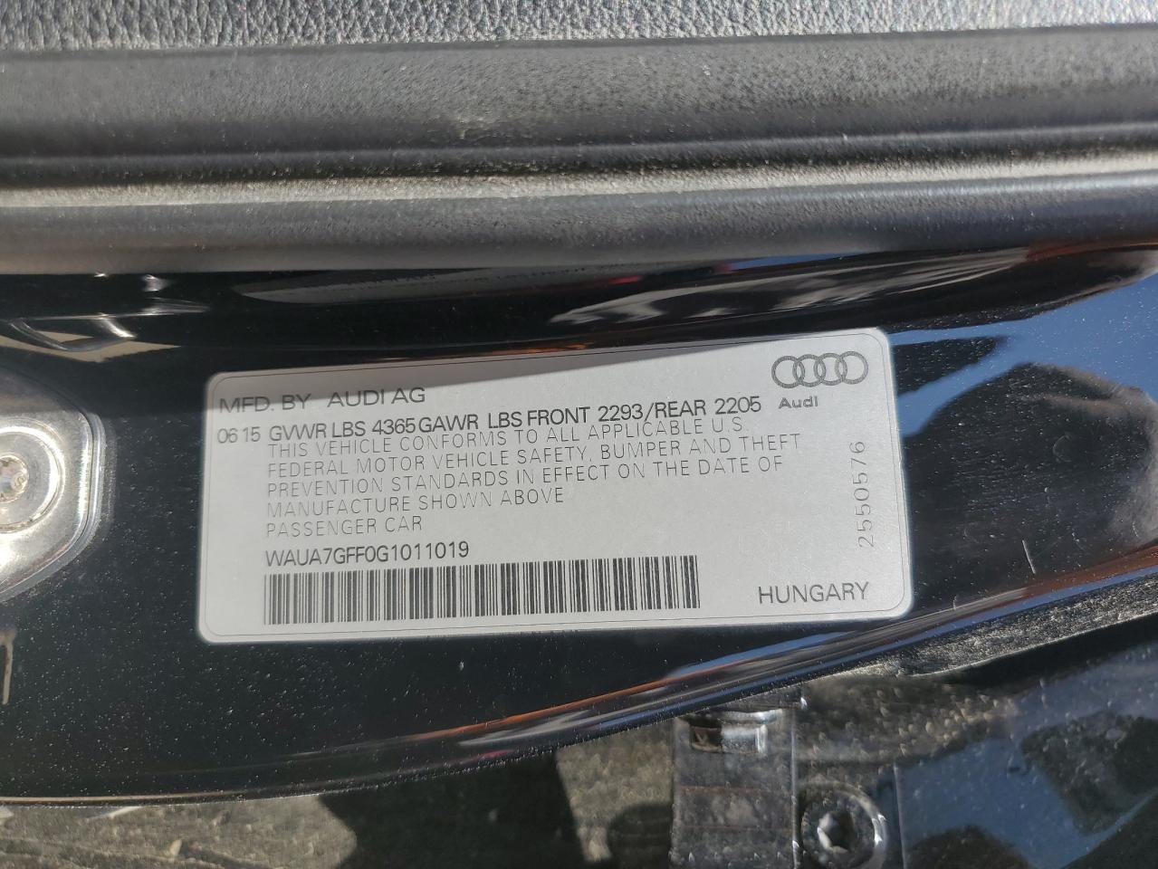 WAUA7GFF0G1011019 2016 Audi A3 Premium