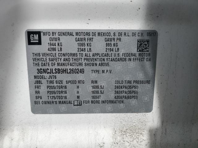 2017 Chevrolet Trax 1Lt VIN: 3GNCJLSB9HL260249 Lot: 55504324