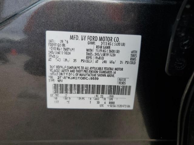 2016 Ford Edge Titanium VIN: 2FMPK3K9XGBC49559 Lot: 55469764