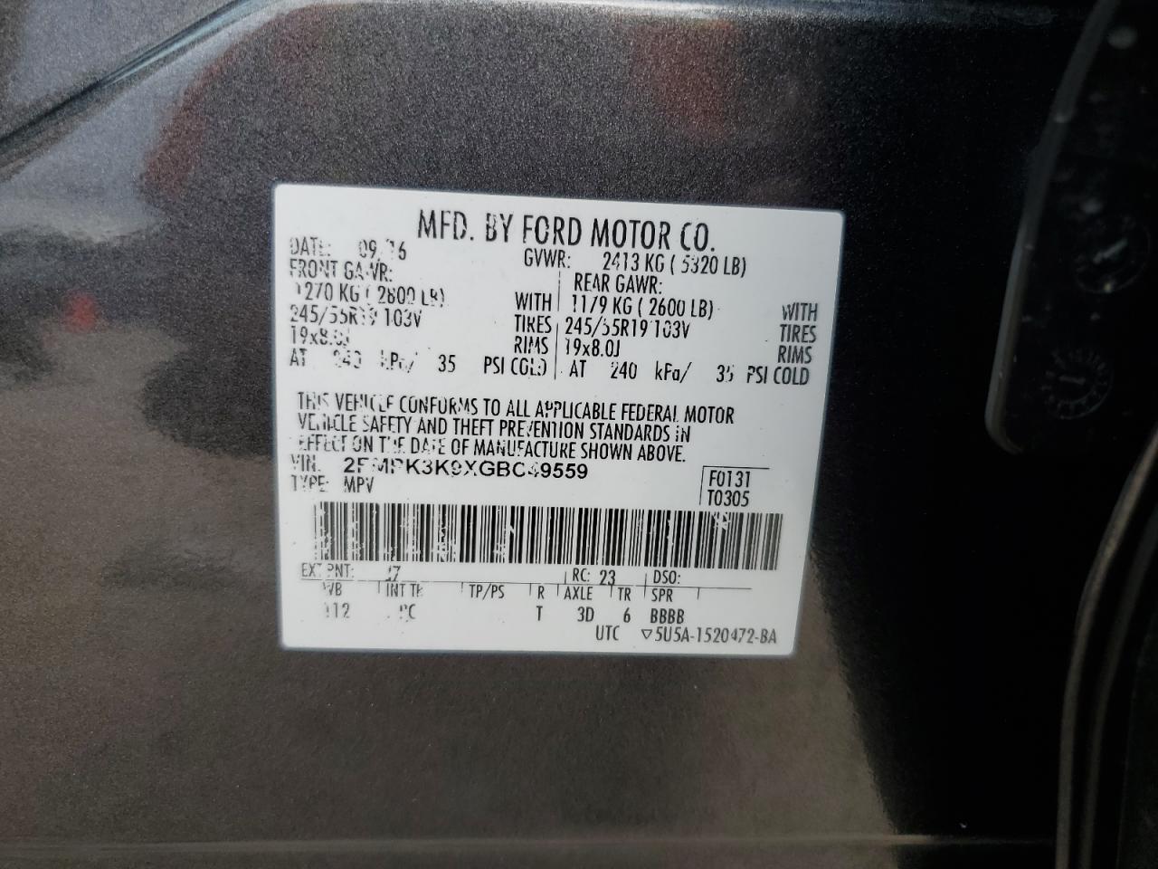 2FMPK3K9XGBC49559 2016 Ford Edge Titanium