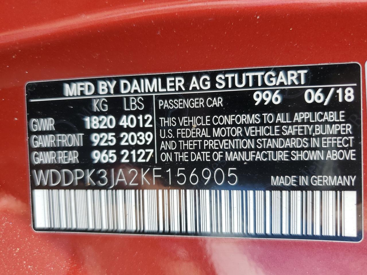 WDDPK3JA2KF156905 2019 Mercedes-Benz Slc 300