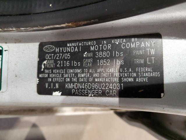 2006 Hyundai Elantra Gls VIN: KMHDN46D96U224031 Lot: 54353034