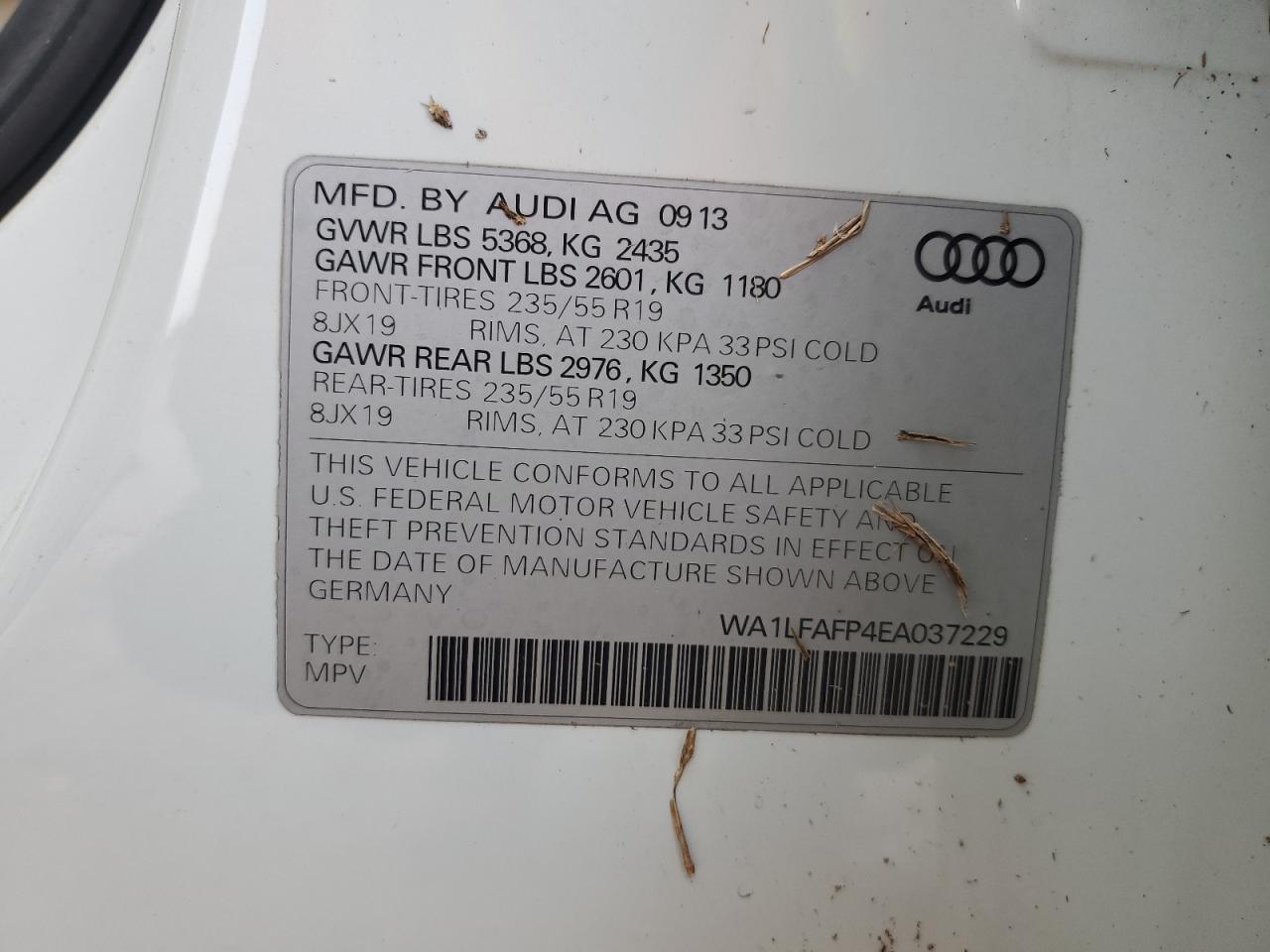 WA1LFAFP4EA037229 2014 Audi Q5 Premium Plus
