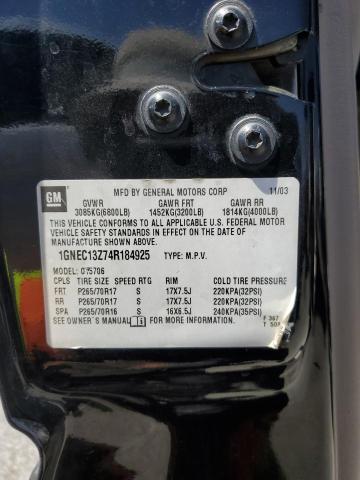 2004 Chevrolet Tahoe C1500 VIN: 1GNEC13Z74R184925 Lot: 56282534