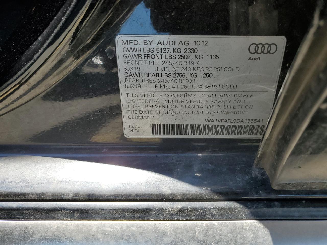 WA1VFAFL9DA155541 2013 Audi A4 Allroad Prestige