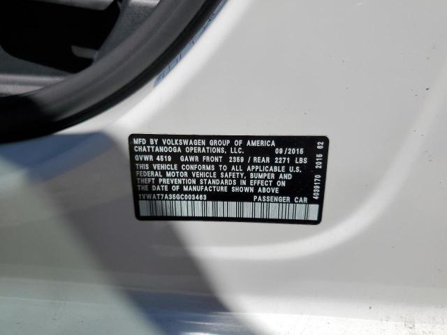 2016 Volkswagen Passat S VIN: 1VWAT7A35GC003463 Lot: 53056754