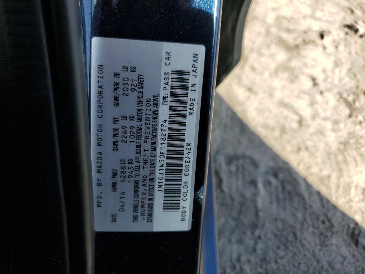 JM1GJ1W50F1182774 2015 Mazda 6 Grand Touring