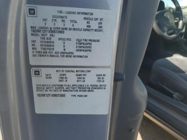 1999 Pontiac Grand Am Se VIN: 1G2NE12T1XM872800 Lot: 54205644
