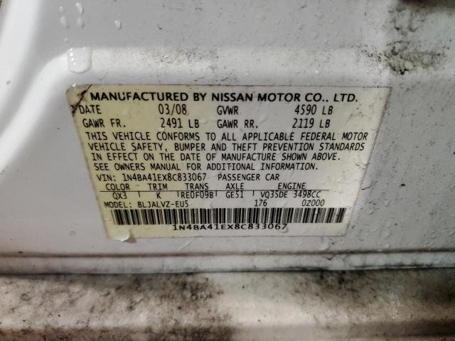 2008 Nissan Maxima Se VIN: 1N4BA41EX8C833067 Lot: 52856674