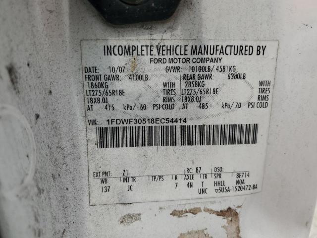 2008 Ford F350 Srw Super Duty VIN: 1FDWF30518EC54414 Lot: 54131974