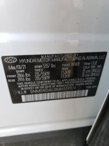 2021 Hyundai Santa Fe Limited VIN: 5NMS4DAL0MH339974 Lot: 53977234