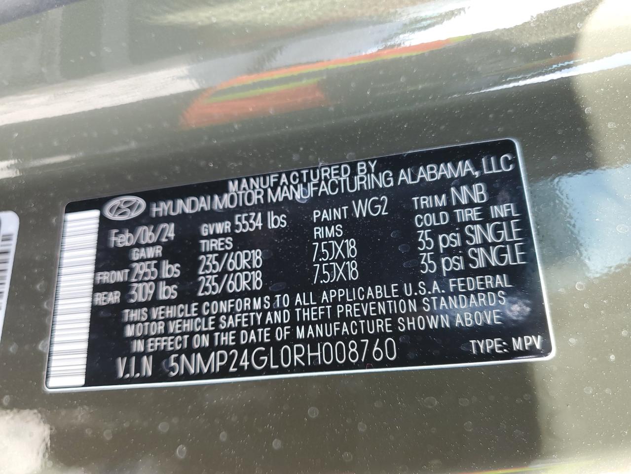 5NMP24GL0RH008760 2024 Hyundai Santa Fe Sel