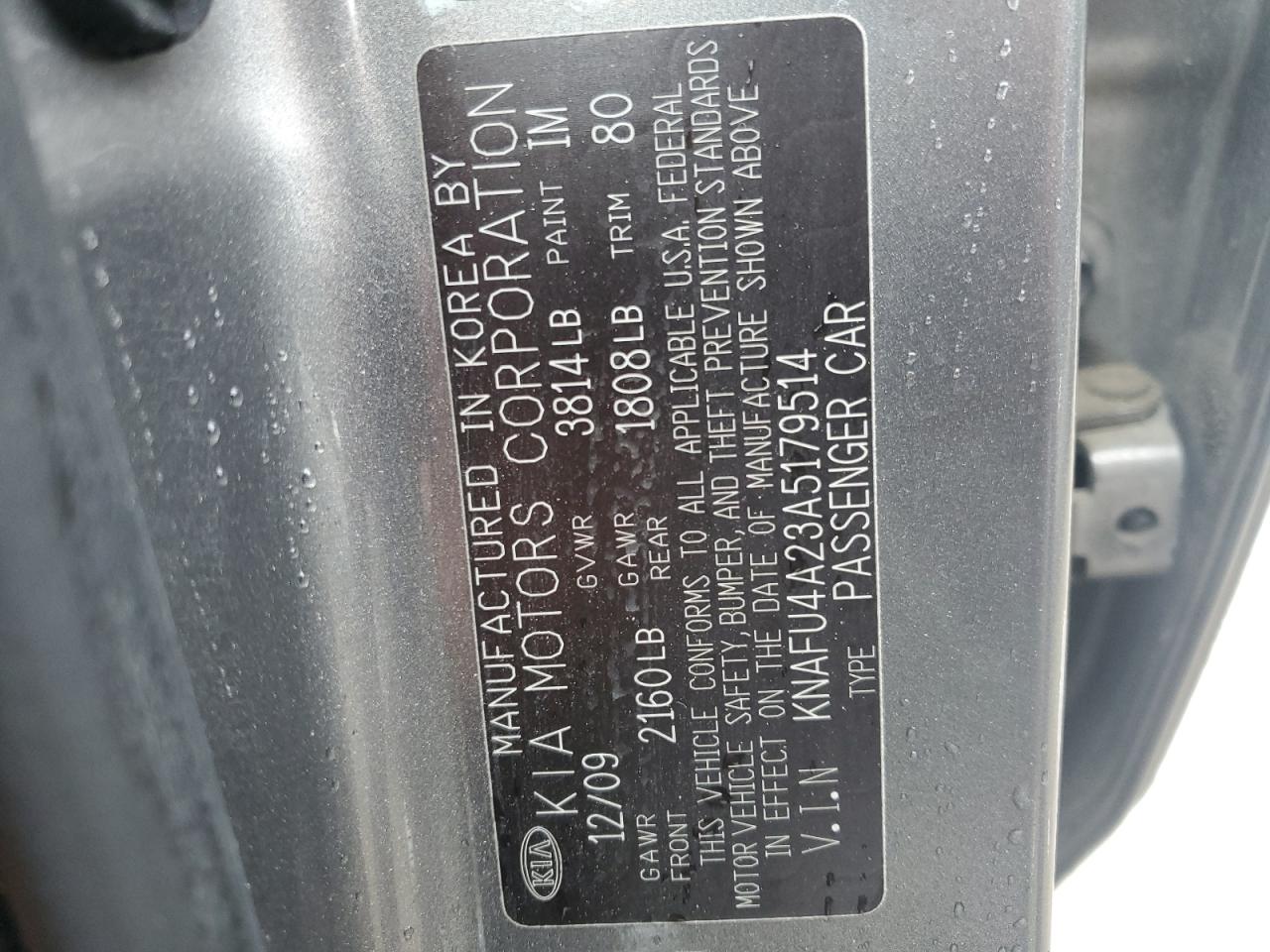 KNAFU4A23A5179514 2010 Kia Forte Ex