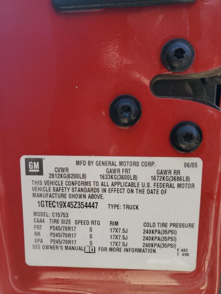 1GTEC19X45Z354447 2005 GMC New Sierra C1500