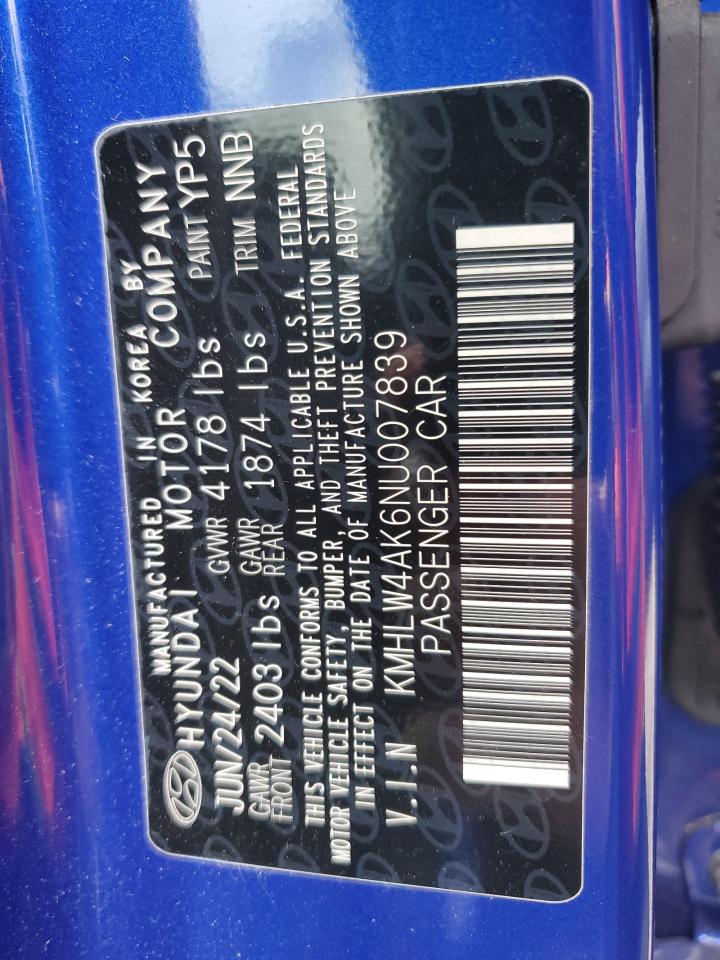 KMHLW4AK6NU007839 2022 Hyundai Elantra N