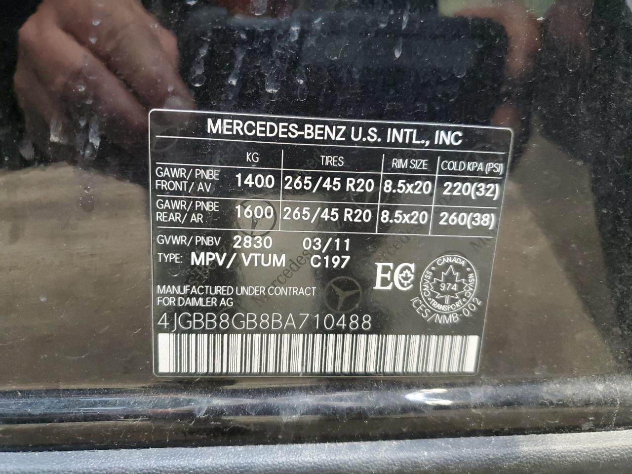 4JGBB8GB8BA710488 2011 Mercedes-Benz Ml 350 4Matic