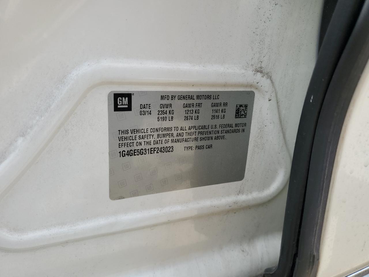 1G4GE5G31EF243023 2014 Buick Lacrosse Premium