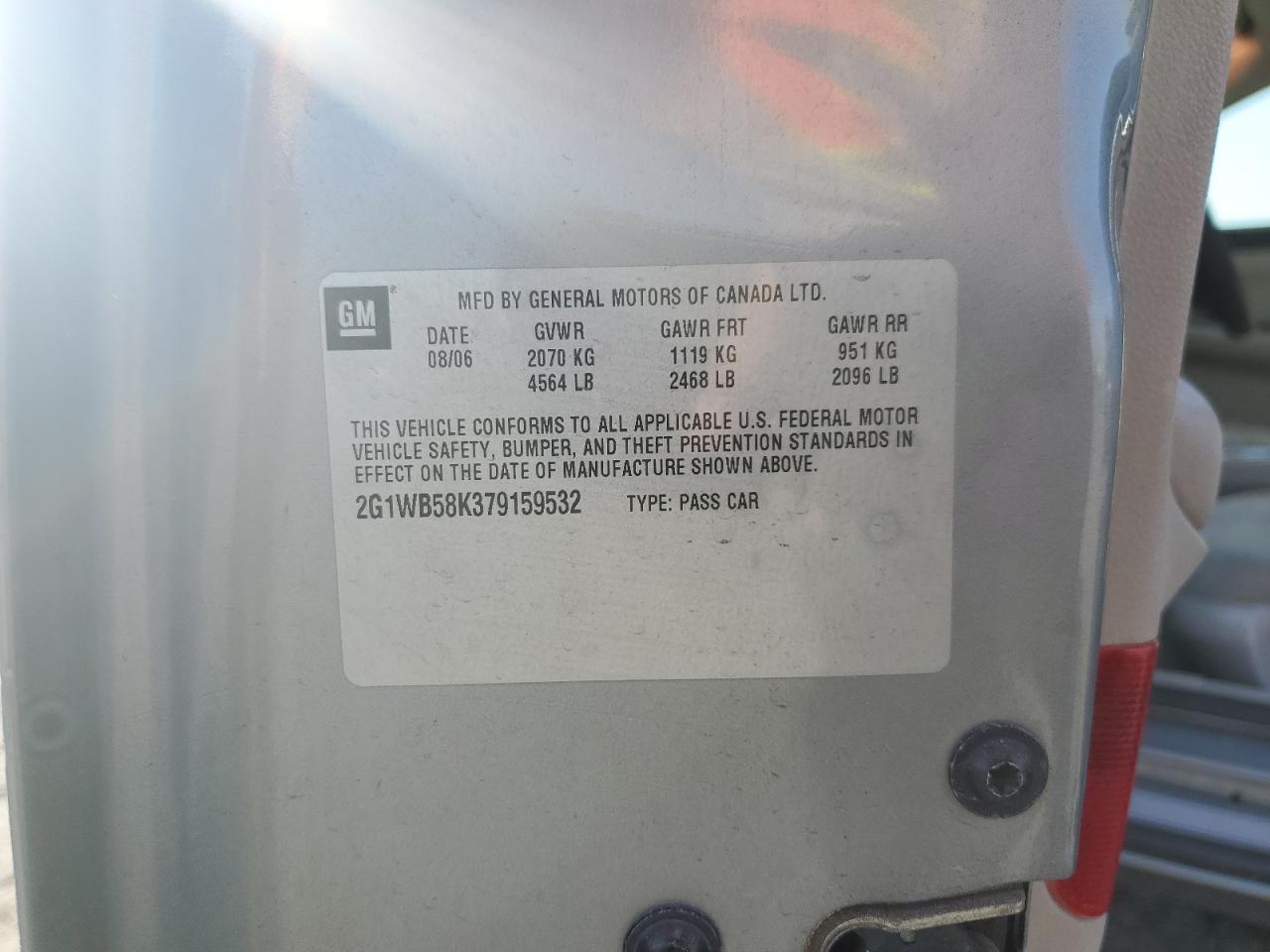 2G1WB58K379159532 2007 Chevrolet Impala Ls